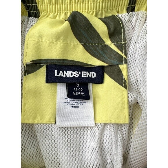 Land's End Men’s Reg Small 28/30 Yellow Green Tropical Swimming Trunks Suit - Picture 5 of 8